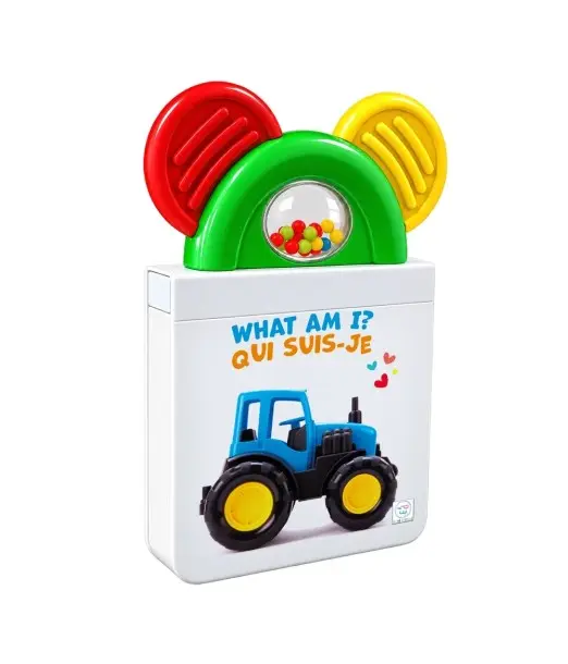 Qui Suis-Je? Who Am I? Livre d’éveil bilingue avec hochet intégré - Tracteur au Maroc - Baby And Mom
