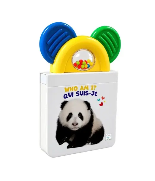 Qui Suis-Je? Who Am I? Livre d’éveil bilingue avec hochet intégré - Panda au Maroc - Baby And Mom