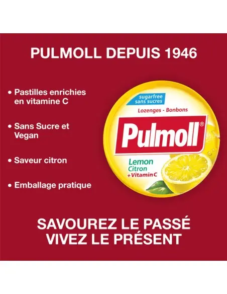 Pulmoll Lemon – Sugar-free lozenges with Vitamin C 75 g