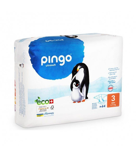 Couches Écologiques Taille 3 (4-9kg) 44unités Pingo