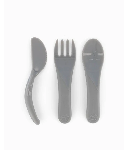 Twistshake training cutlery — grey