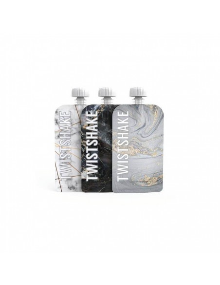 3 Gourdes Réutilisables 100ml Twistshake - Design marbre