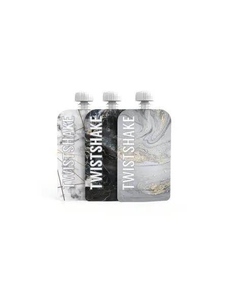 3 Gourdes Réutilisables 100ml Twistshake - Design marbre