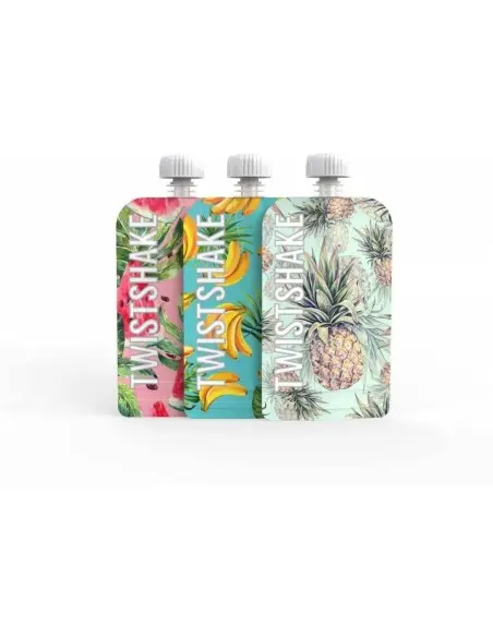 3 Gourdes Réutilisables 100ml Twistshake - Design fruits