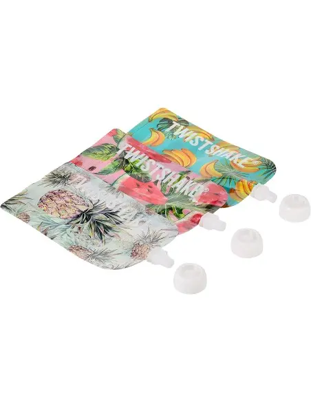 3 Gourdes Réutilisables 100ml Twistshake - Design fruits