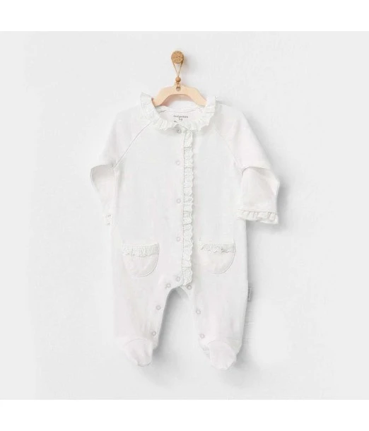 White sleepsuit from 1 to 3 months, 100% cotton - girl