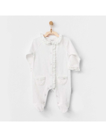 Grenouillère Blanche 0-3 mois 100% Coton - Fille