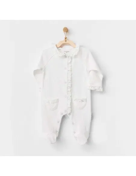 Grenouillère Blanche 0-3 mois 100% Coton - Fille