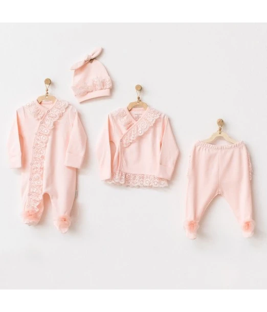 Pack of 2 chic baby outfits from 0 to 3 months - Coral