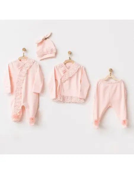 Pack of 2 chic baby outfits from 0 to 3 months - Coral