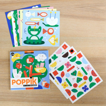 Poppik Stickers 6 Cartes + 96 Gommettes La Nature (2ans et +)
