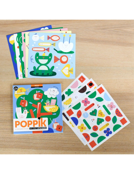 Poppik Stickers 6 Cartes + 96 Gommettes La Nature (2ans et +)