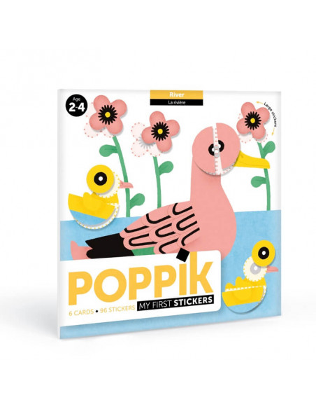 Poppik Stickers 6 Cartes + 96 Gommettes La riviére (2ans et +)