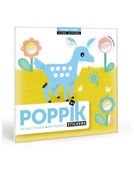 Poppik Stickers 6 Cartes + 96 Gommettes La forêt (2ans et +)