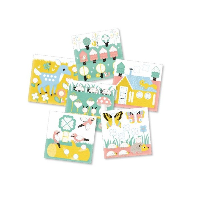 Poppik Stickers 6 Cartes + 96 Gommettes La forêt (2ans et +)
