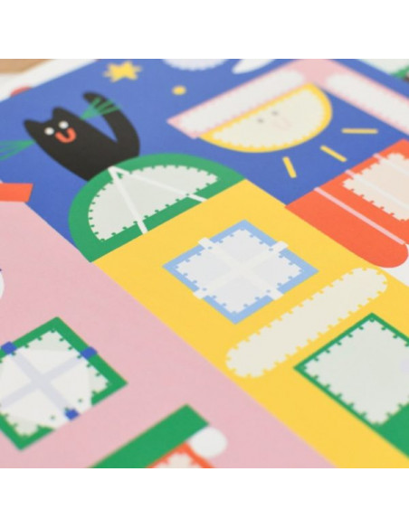 Poppik Stickers 6 Cartes + 96 Gommettes La ville (2ans et +)