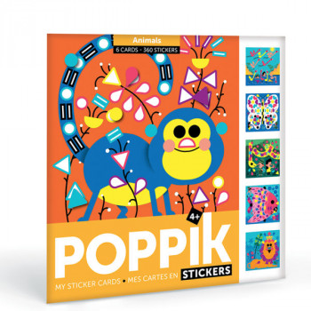 Poppik stickers 6 cartes + 360 stickers animaux (4-8 ans)