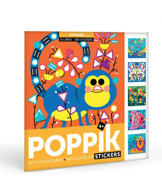 Poppik stickers 6 cartes + 360 stickers animaux (4-8 ans)