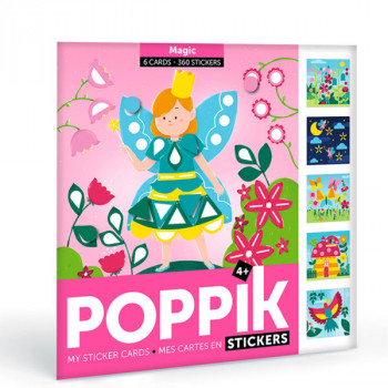 Poppik stickers 6 cartes + 360 stickers magic (4-8 ans)