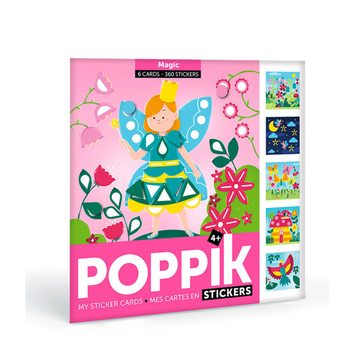 Poppik stickers 6 cartes + 360 stickers magic (4-8 ans)