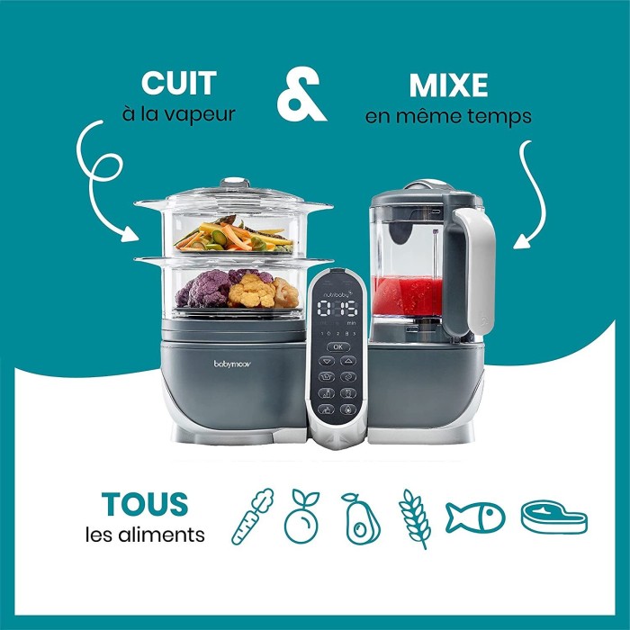 Robot Cuiseur À Vapeur Nutribaby (+) pour Bébé Gris Babymoov