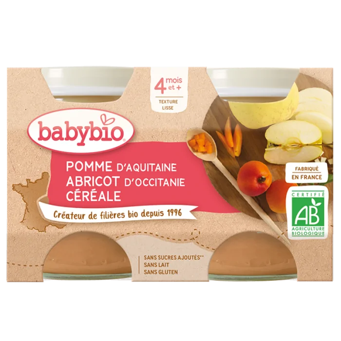 Petit Pot Pomme Abricot Céréales (Dès 4mois) Babybio