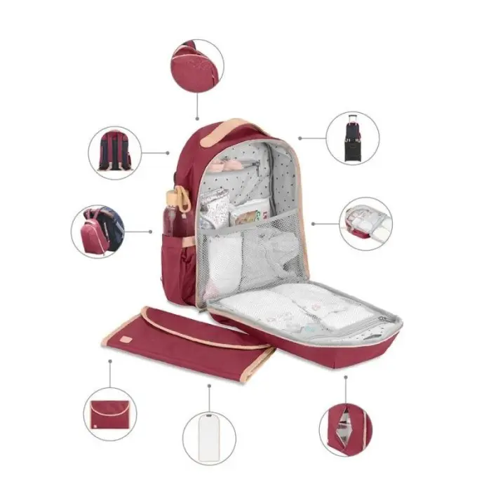 Sac À Dos À Langer Le Pyla Burgundy Babymoov