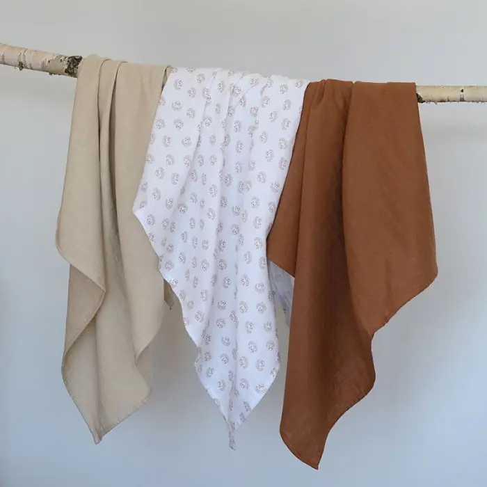 Lot de 3 langes en coton Hérisson marron Beaba
