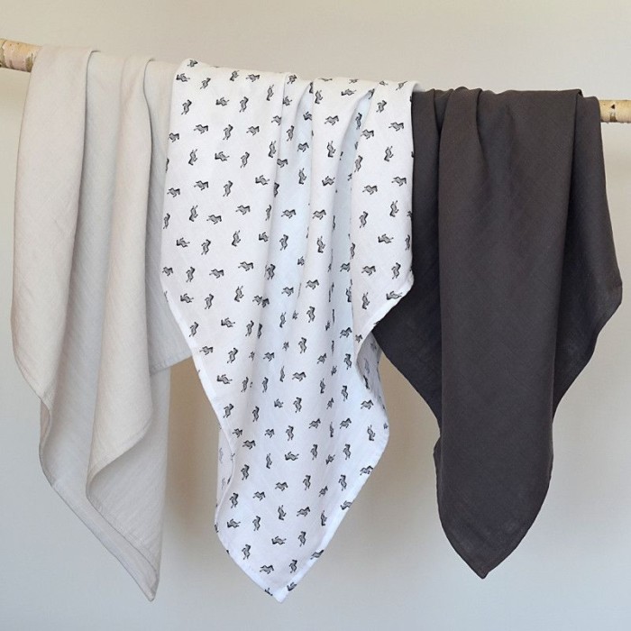 Lot de 3 langes en coton Savane gris Beaba