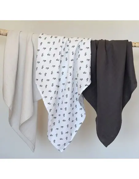 Lot de 3 langes en coton Savane gris Beaba
