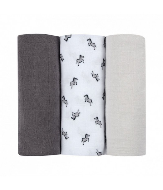 Lot de 3 langes en coton Savane gris Beaba