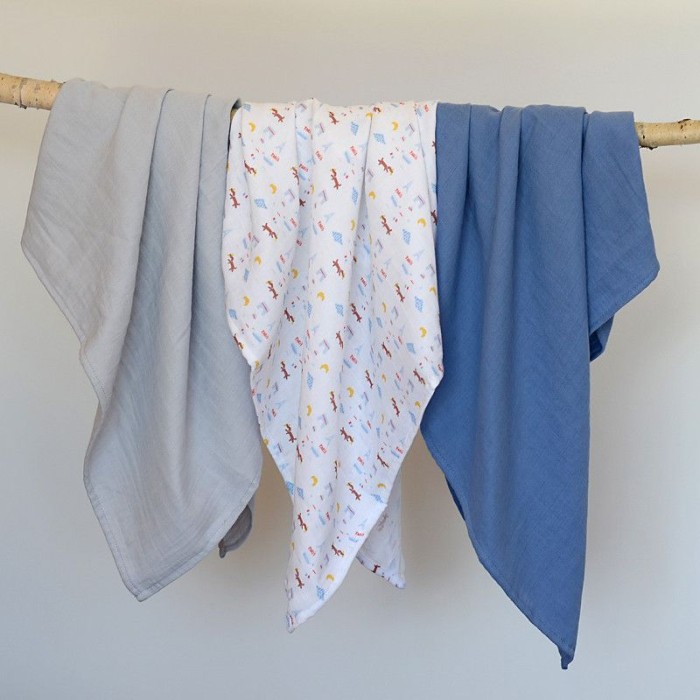 Lot de 3 langes en coton Paris bleu Beaba