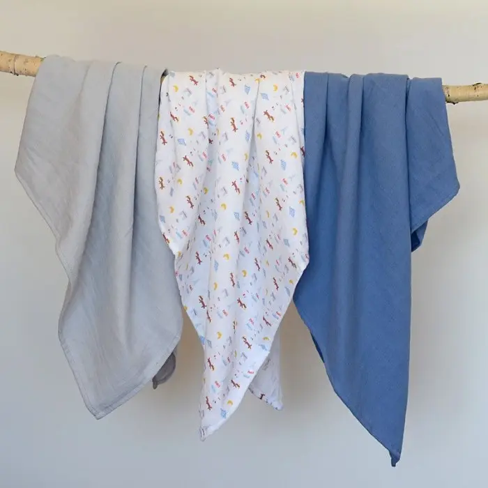 Lot de 3 langes en coton Paris bleu Beaba