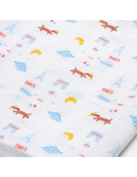 Lot de 3 langes en coton Paris bleu Beaba