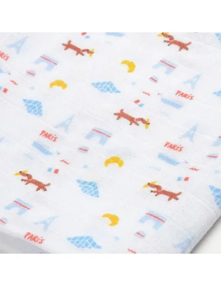 Lot de 3 langes en coton Paris bleu Beaba
