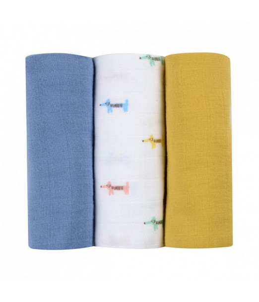 Lot de 3 langes en coton Teckel beige Beaba