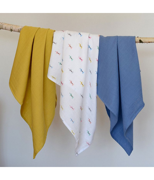 Lot de 3 langes en coton Teckel beige Beaba 2