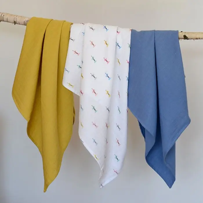 Lot de 3 langes en coton Teckel beige Beaba