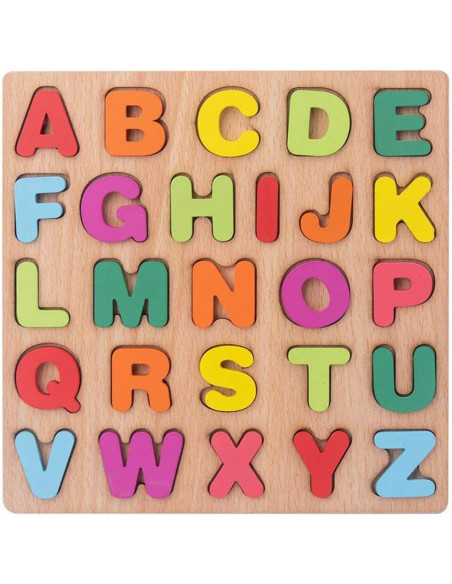Puzzle alphabets en bois lettres majuscules.