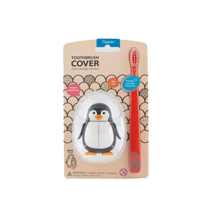 Brosse à dent souple avec couvercle -Pingouin Brosse à dent souple avec couvercle -Pingouin