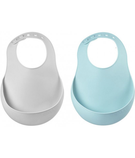 Lot de 2 Bavoirs en silicone Bleu Béaba
