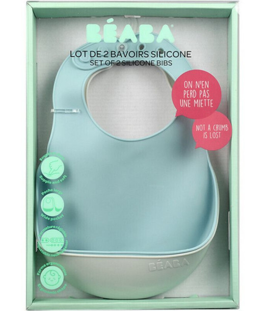 Lot de 2 Bavoirs en silicone Bleu Béaba 2