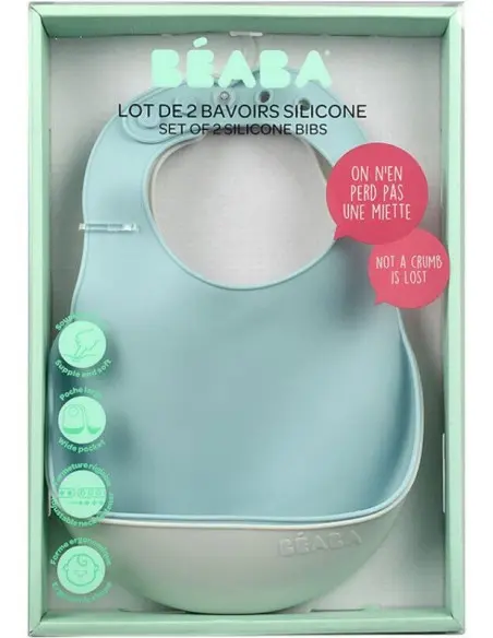 Lot de 2 Bavoirs en silicone Bleu Béaba