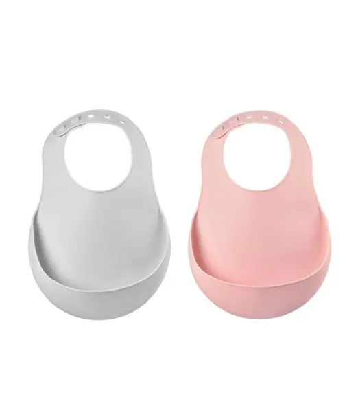 Lot de 2 Bavoirs en silicone Rose Béaba
