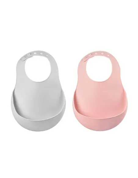 Lot de 2 Bavoirs en silicone Rose Béaba