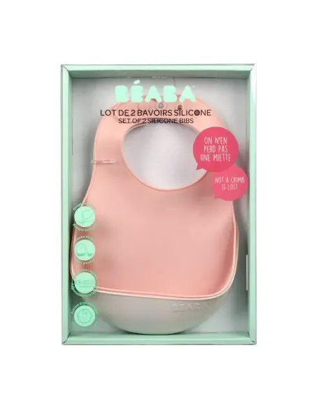 Lot de 2 Bavoirs en silicone Rose Béaba