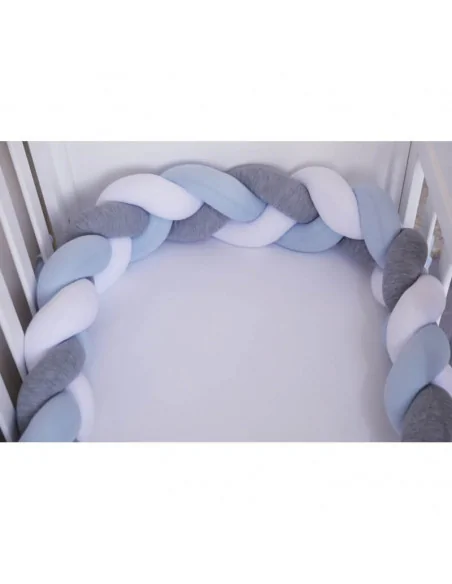 Tour de lit tressé 4 mètres Bleu/gris/blanc