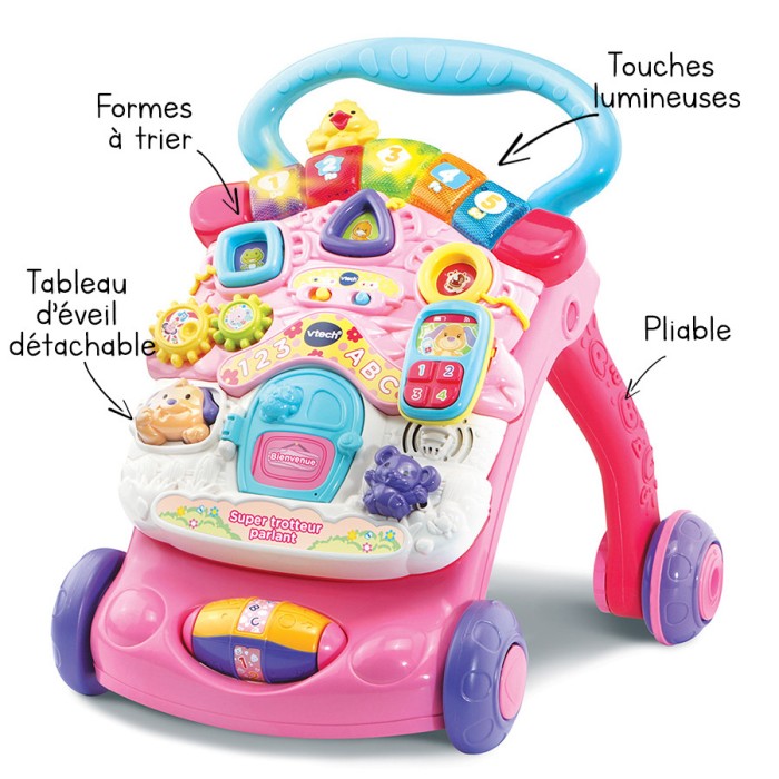Super Trotteur Parlant 2en1 Rose 9-36 mois Vtech