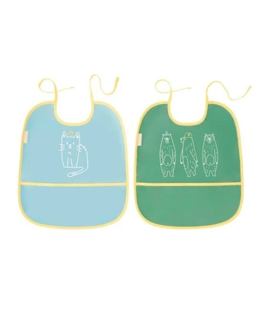 Badabulle Pack of 2 bibs Blue/Green