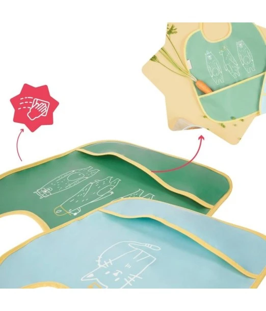 Badabulle Pack of 2 bibs Blue/Green 2